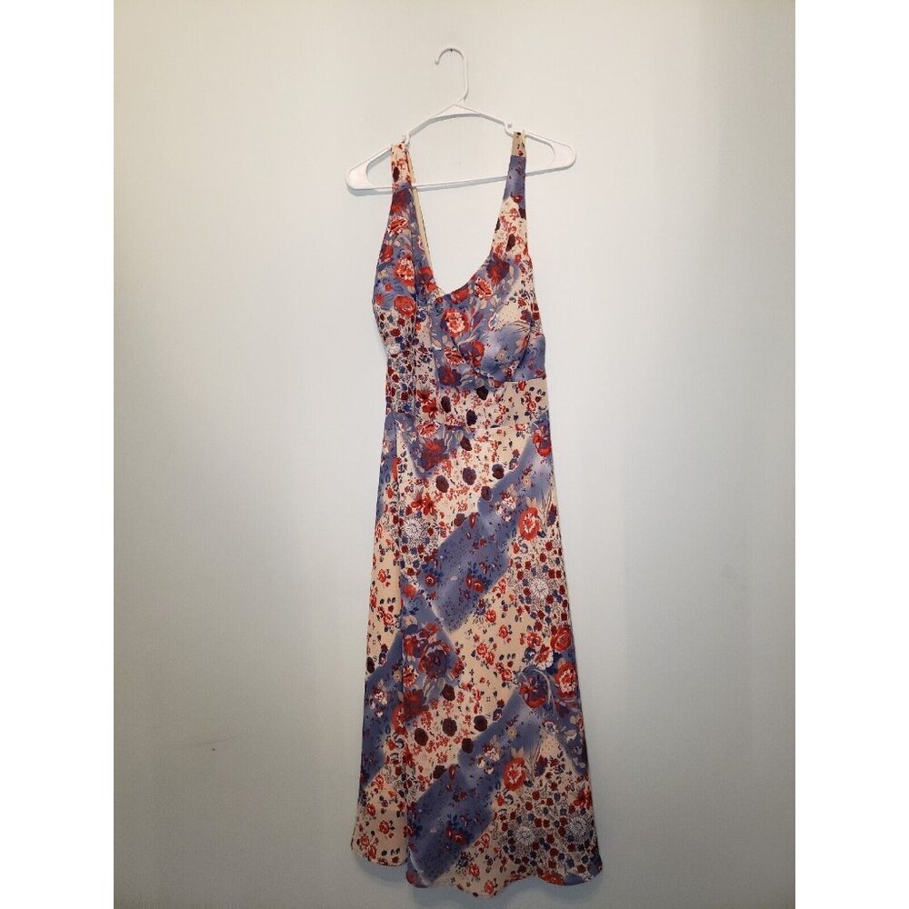 KSL Karin Stevens Women Plus Sz 22W Dress Sleeveless A Line Floral Red Blue Midi